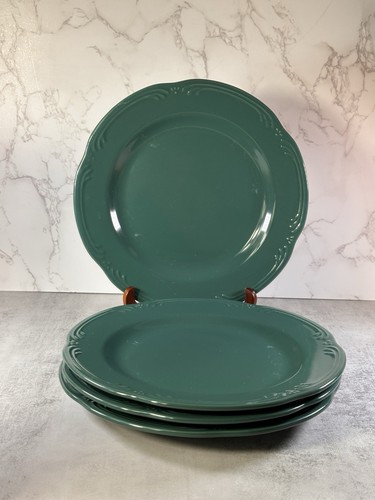 SET OF 4 Pfaltzgraff Winterberry Emerald Green Dinner Plates 10 1/4"
