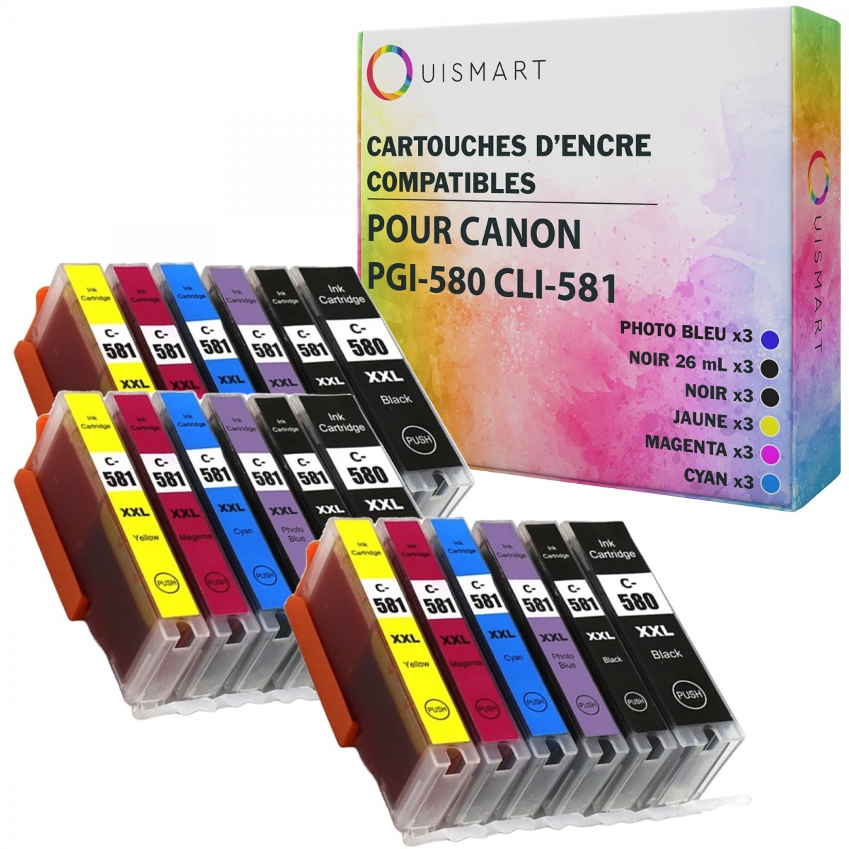 Cartouches PGI-580 CLI-581 XL pour remplacer vos réservoirs d'encre vides sans interruption