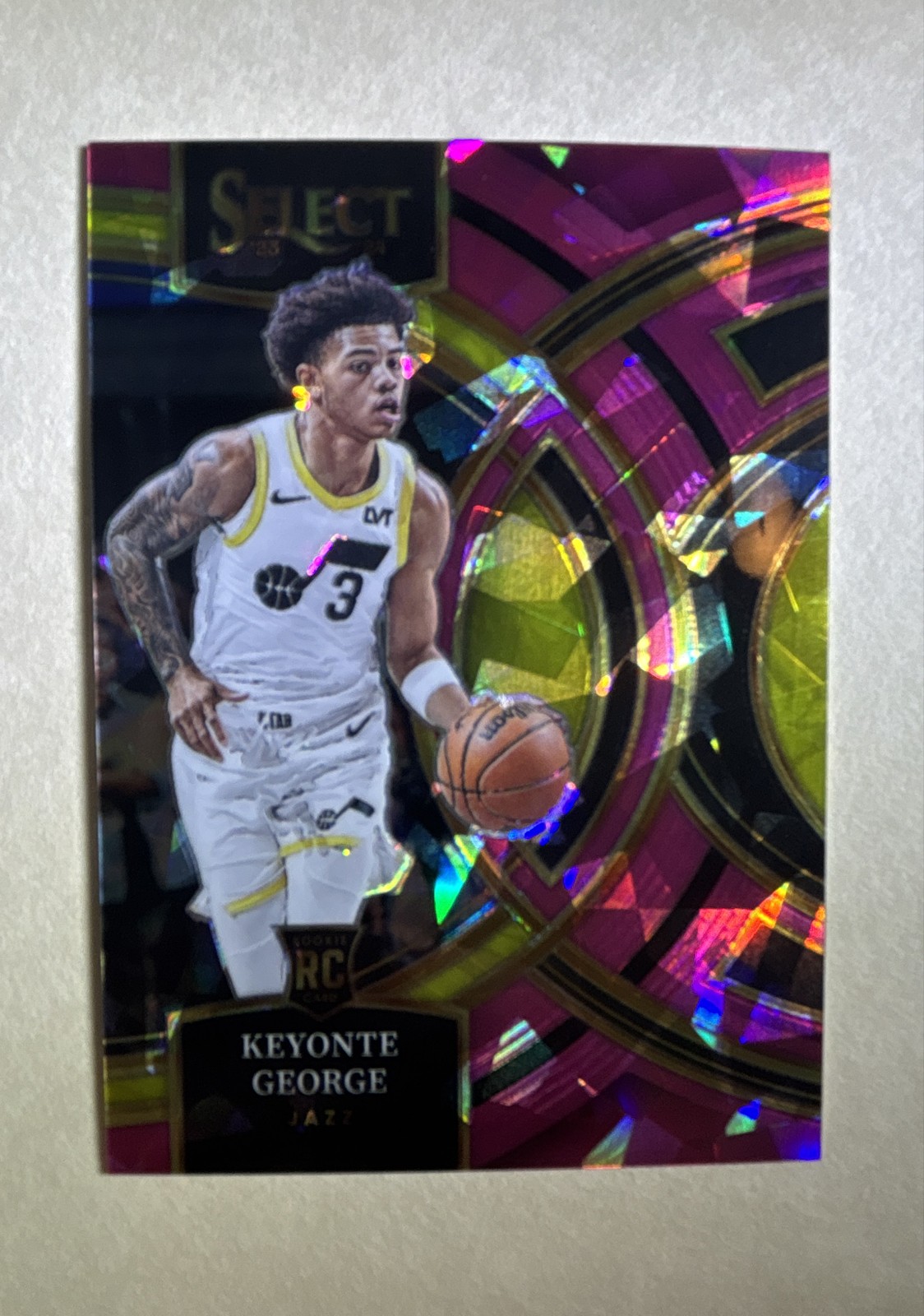 2023-24 Panini Select Premier Level Keyonte George Purple Cracked Ice Prizm /99