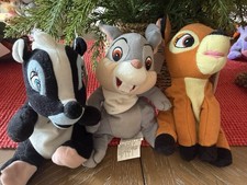Disney Store Beanie Babies: Bambi, Thumper, Flower. Beanie Lot Of 3 Plush w/Tags