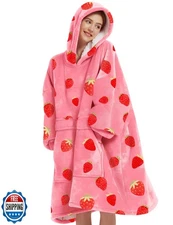 KFUBUO Wearable Blanket Hoodie for Adults Sherpa All Patterns Ove