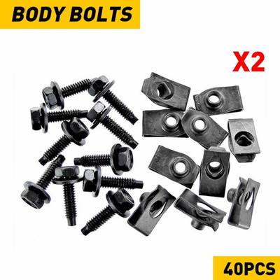 #ad #ad 40x Black Bolts Metal with Hex Speed Washer and U Nut Clips Set Fastener Fit BMW $26.09