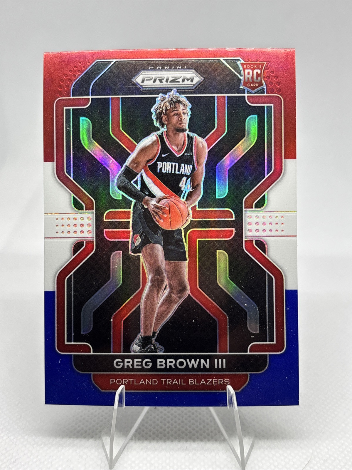 2021-22 Panini Prizm Red White Blue Prizm Greg Brown III RC #291