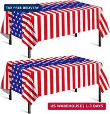 2 Pack Patriotic Tablecloth, 4 th of July Decorations Red White and Blue Tablecl