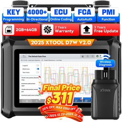 XTOOL Scanner D7W V2.0 Wireless Bidirectional Car Diagnostic Tool Key Programmer
