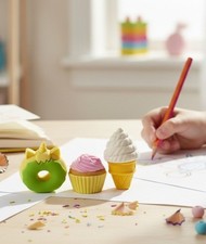 Lot Of 3 Miniature 1" 3D Erasers DIY Puzzle Creative Brand Sweets Variety Pack