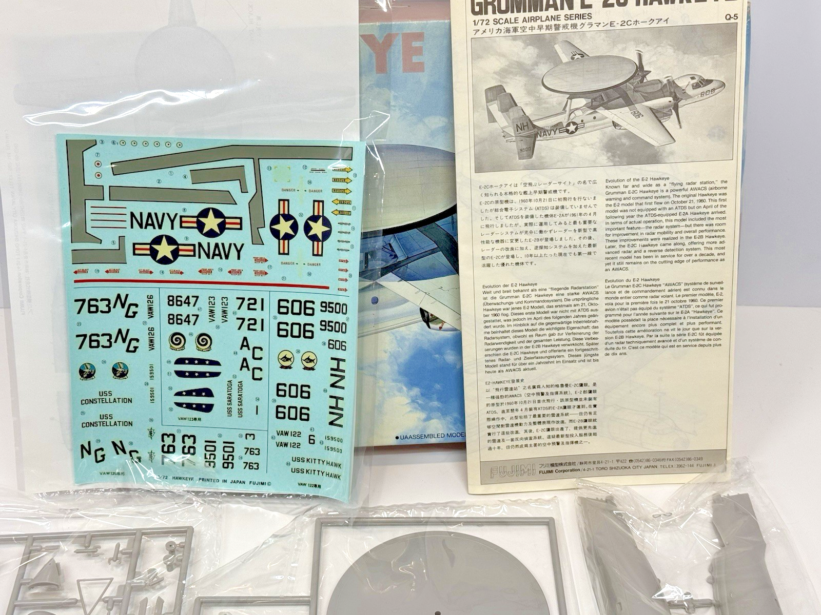 Fujimi Grumman E-2C Hawkeye 1/72 Model Kit #Q5-1000 SEALED PARTS/FAST ...