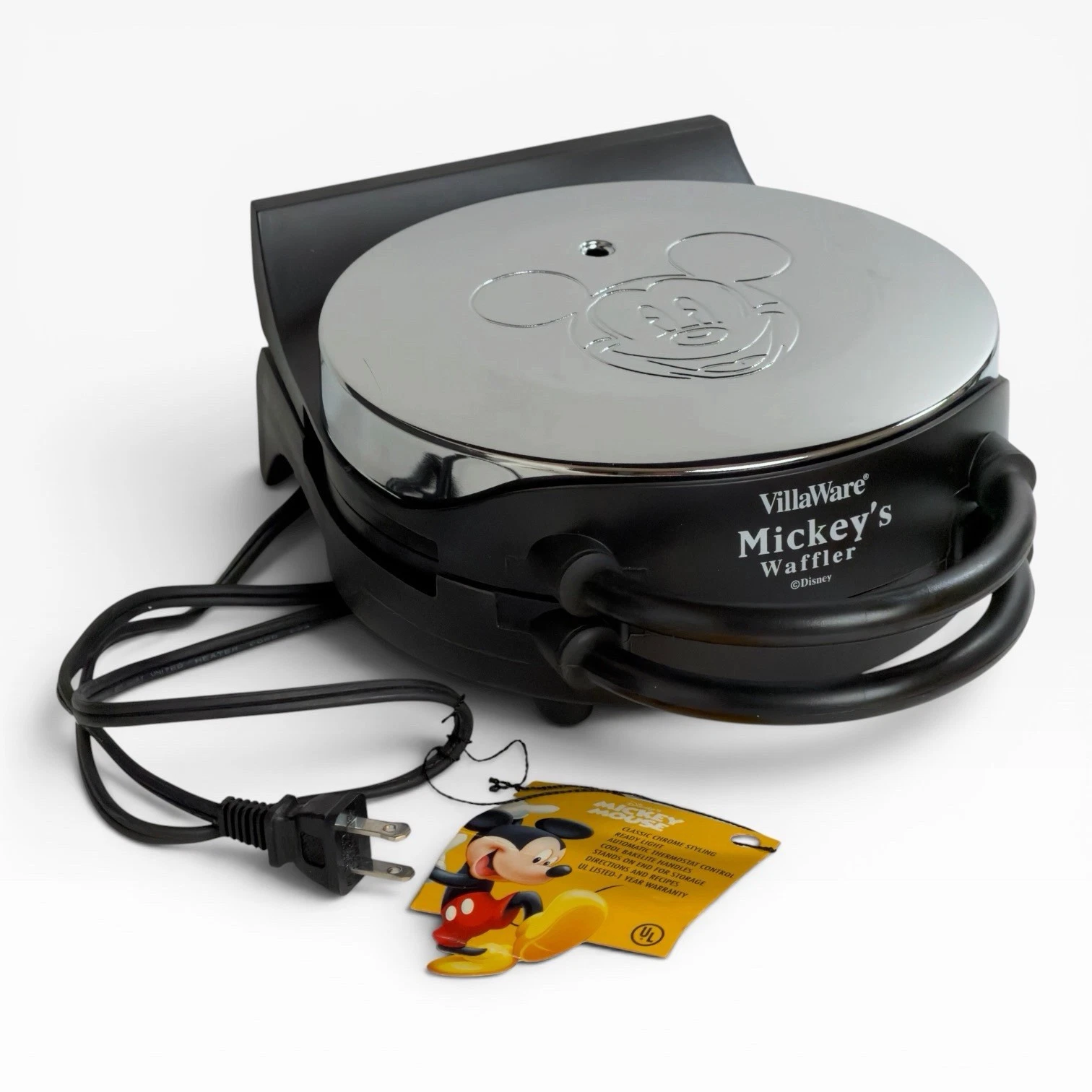 VTG VillaWare Mickey Mouse Waffle Maker 5555-01 New Old Stock w/ Tag And Manual