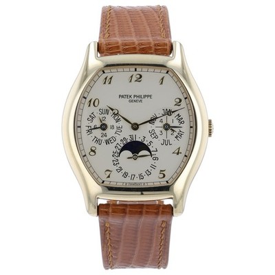 Patek Philippe Perpetual Calendar Silver Dial 18k Yellow Gold 35mm Mens 5040J
