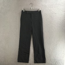 Nine West Dress Pants Womens 4 Solid Black Mid Rise Zip Fly Button Straight Leg