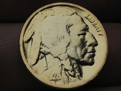 1928 D Buffalo Nickel 5 Cent- Denver, Fine Details, 24K Gold Plated