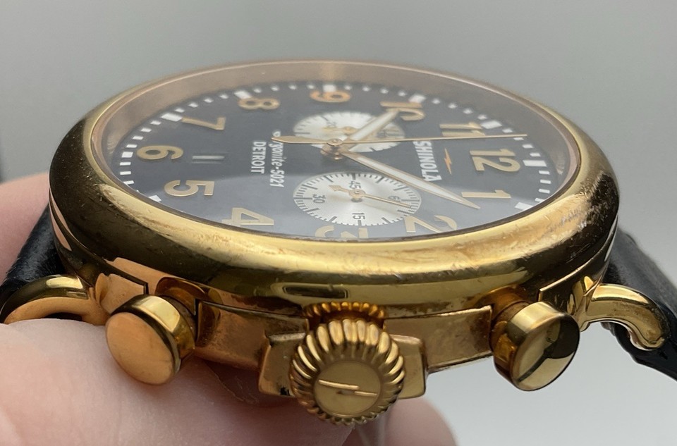 Shinola Runwell Sport Chrono 48mm Navy & Rose Gold 120008178 - Check It