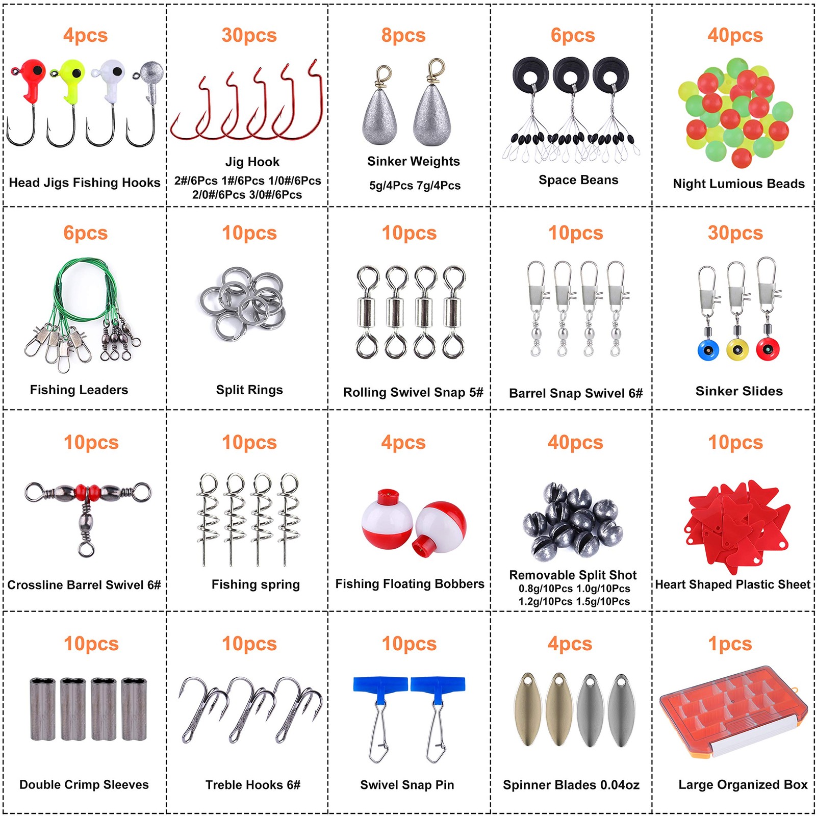 Fishing Accessories Kit, 263pcs Fishing Tackle Kit with Tackle Box Including ... - Image 4