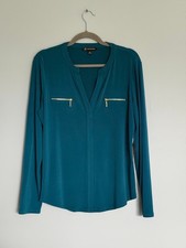 INC INTERNATIONAL CONCEPT TOP DONNA TAGLIA: M VERDE COLLO DIVISO MANICA LUNGA NUOVO