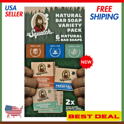 Dr. Squatch Natural Bar Soap Variety Pack 6 Bars 5 oz Each Men Soap Set