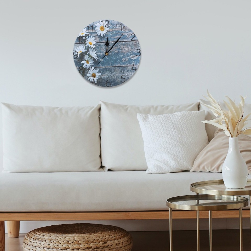 Sunflower Wall Clock Round Wall Clock Daisy Wall Clock Kitchen Decor