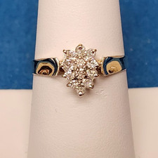 10K Yellow Gold Diamond Cluster Ring - Sz 7 - 1.8g - Apx .25cttw
