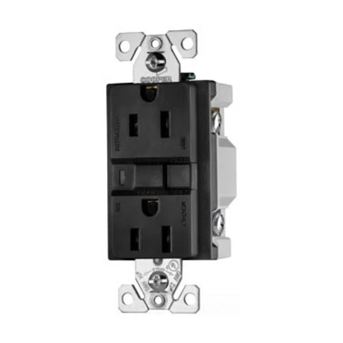 (C) COOPER VGF15FBK GFCI DECORATOR DUPLEX  RECEPTACLE 15A 125V BLACK B1 QTY 1 - Image 2 of 3