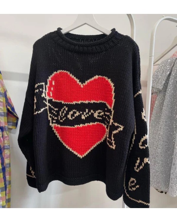 Bad Sisters S02 Eve Hewson Love Black Heart Wool Sweater