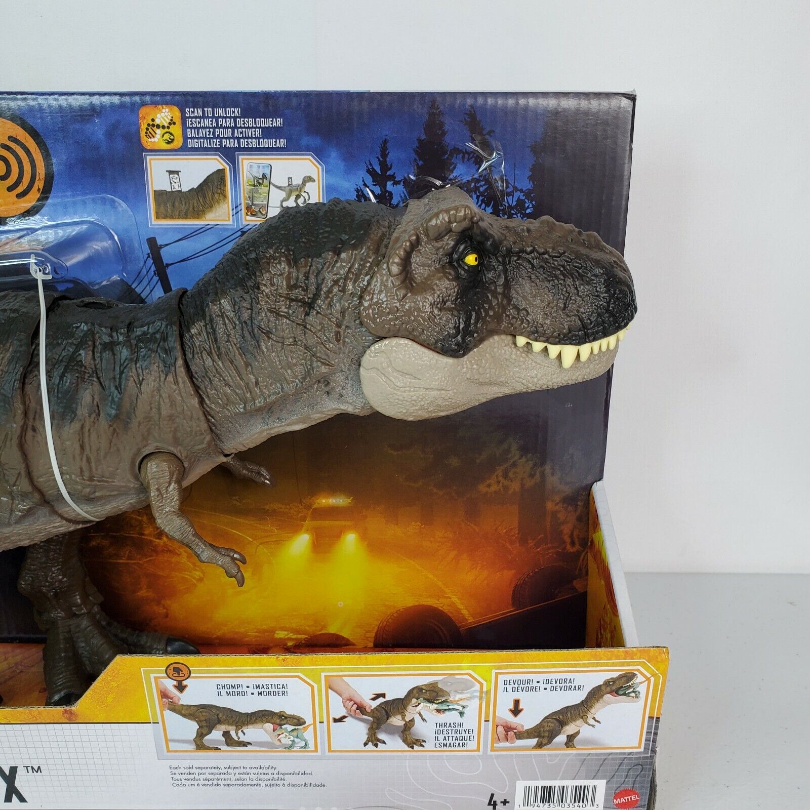 Figura de Ação - Jurassic World - Tyrannosaurus Rex - Thrash 'N Devour - 25  cm - Mattel