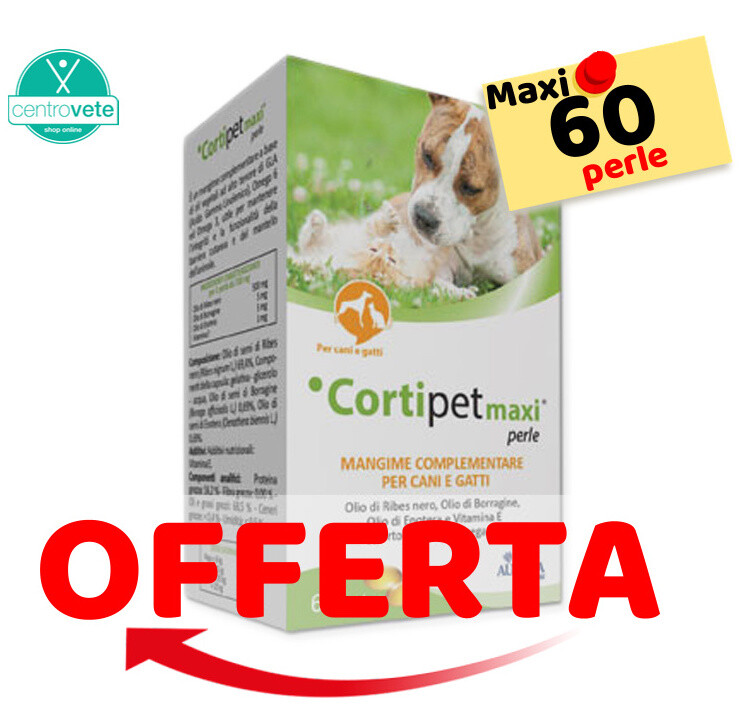 CORTIPET 30 / Maxi 60 / 90 / 120 / 180 perle → Cura le Dermatiti di CANI e GATTI: 180 Perle/Taglia unica/Compresse, capsule img 1