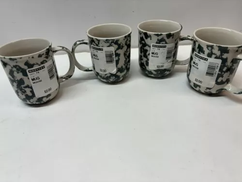 Folk Craft Tienshan Moose Country Ceramic Coffee Mugs Cups Green Sponge Set Of 4