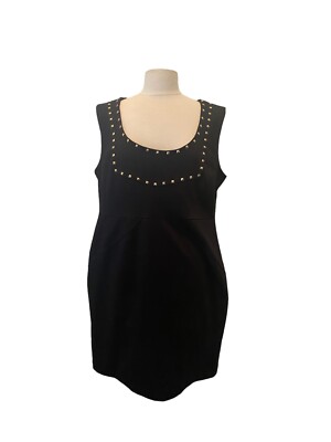 Allen B Schwartz XL Dress Black Studded Sleeveless Party Sheath