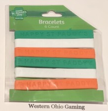 St Patrick's 6 "Happy St Paddy's Day" Silicone Wristband Bracelets NEW Rubber