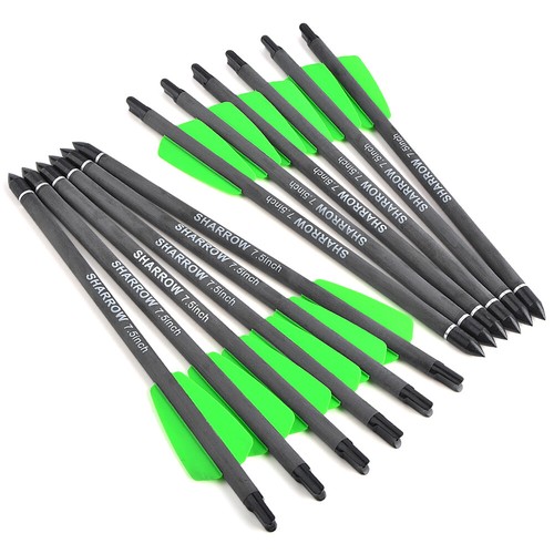 12/24X Armbrustpfeile 7.5 Zoll 15 Zoll Carbonpfeile Pfeilspitzen Bogenschießjagd - Picture 4 of 14