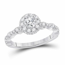 14kt White Gold Round Diamond Bridal Wedding Engagement Ring 1 Ctw Certified