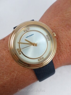 NEW Tory Burch Bailey Navy Blue & Gold Tone Stainless Watch  display picture 1