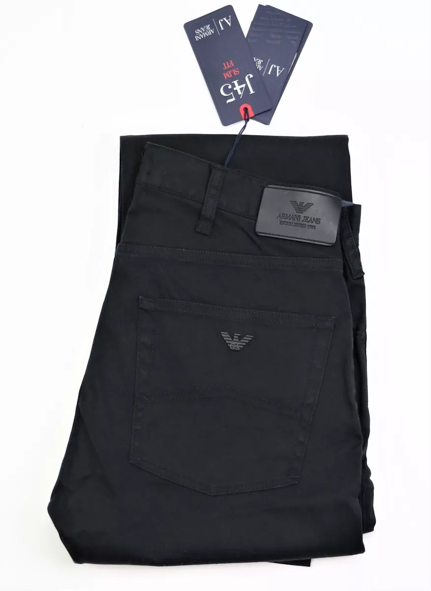 New ARMANI JEANS Men s J45 Slim Fit Black Chinos Size W32 L34 Pants AJ Jeans