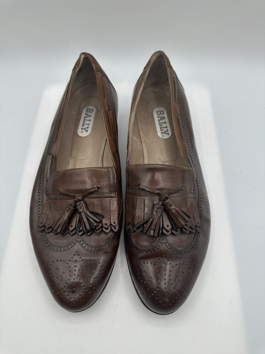 VINTAGE BALLY BROWN LEATHER TASSEL LOAFERS MEN SZ 13D | eBay