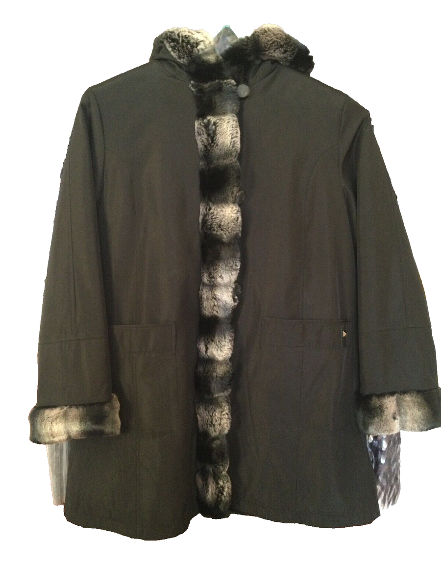 BLACK TK MAXX NOVELTI Women's Hooded UK Size XL Faux Details 