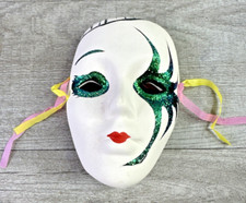 Vintage Mardi Gras Ceramic Wall Hanging Mask 6" Length, 4" Width