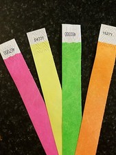 2500 1" TYVEK WRISTBANDS   Neon Red, Burgundy, Red, Caribbean Blue, Aqua 