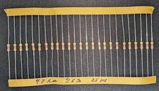 47 K Ohm 1/4 WATT 5% Carbon Film Resistor, (25 pcs) NOS