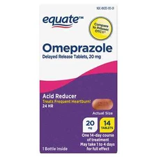 Equate Omeprazole 20mg Acid Reducer Delayed Release Tablets, 14 Ct