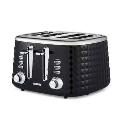 GEEPAS 4-Scheiben-Toaster 7 Stufen Bräunungskontrolle Auftauen Aufwärmen Abbrechen 1750 schwarz