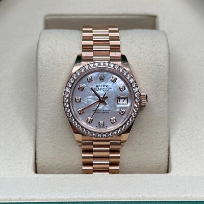 Rolex Lady-Datejust Mother of Pearl Dial Diamond Bezel Rose Gold President