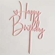 Acrylic Cake Topper Happy Birthday Pink Heart Party Decoration Design Idea 