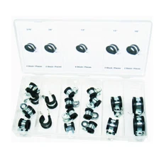 18-pc Rubber Insulated Brake Line Fuel Line Band Clamps 1/4" To 5/8" Assortments