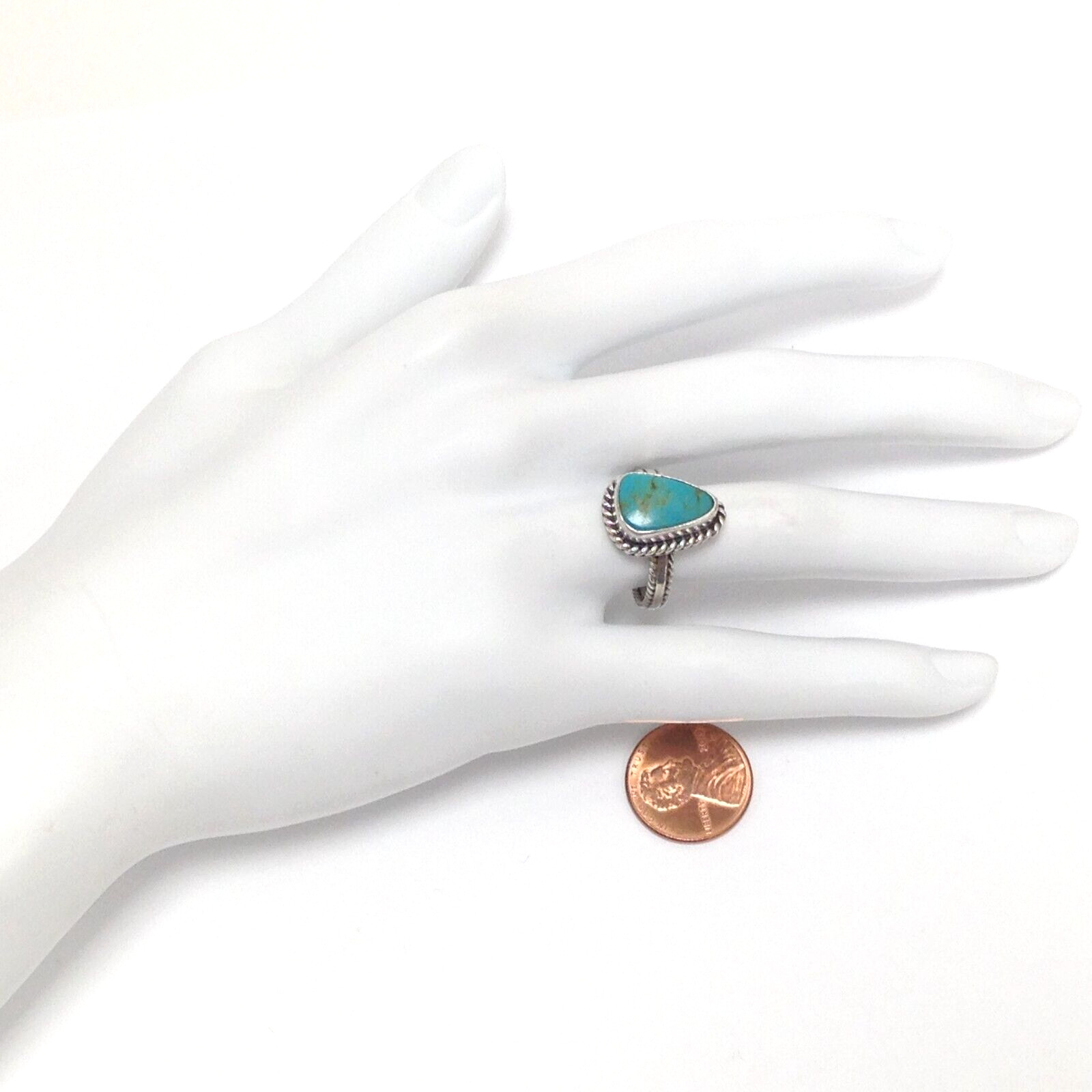 Unsigned 925 Sterling Silver Triangular Turquoise… - image 5