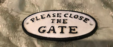 Please Close the Gate Cast Metal Plaque Wall Fence Gate 6.75" wide x 3.5" tall