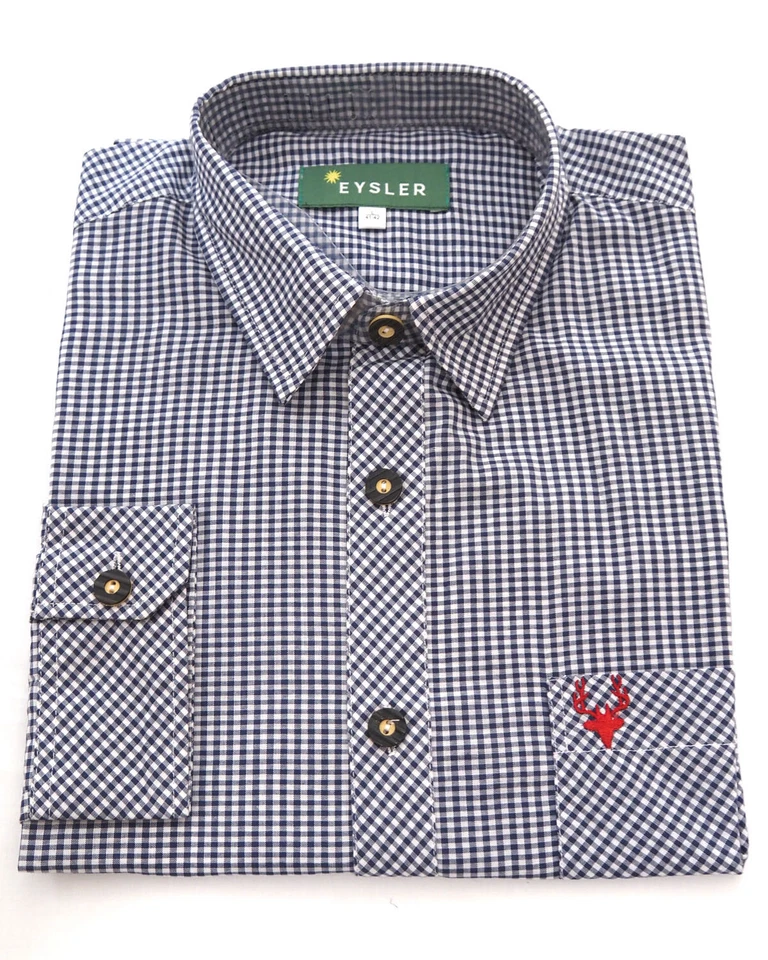 EyslerTrachtenhemd  rot weiss  blau weiss kariert comfort fit Baumwolle M - 2XL - Bild 1 von 4