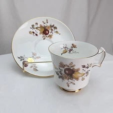 English Bone China Royal Chelsea Cup & Saucer Golden Fruits Gold Trim Made in UK