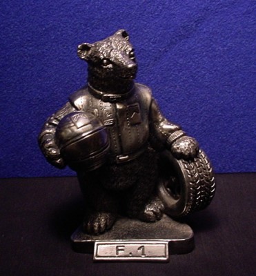 Racing ~ Race Car Bear Driver ~ Pewter Metal Finish ~ Trophy, Statue ...