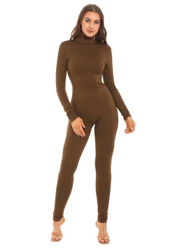 Body donna manica lunga finto collo tuta intera unitard base strato pagliaccetto - Foto 53 di 93