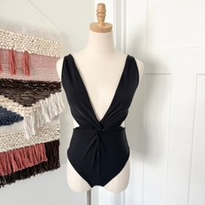 Mara Hoffman Twist Front One-Piece Swimsuit Black Sz XS