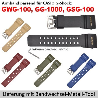  Armband kompatibel für Casio GWG-100, GG-1000, GSG-100    5 Farben zur Wahl 